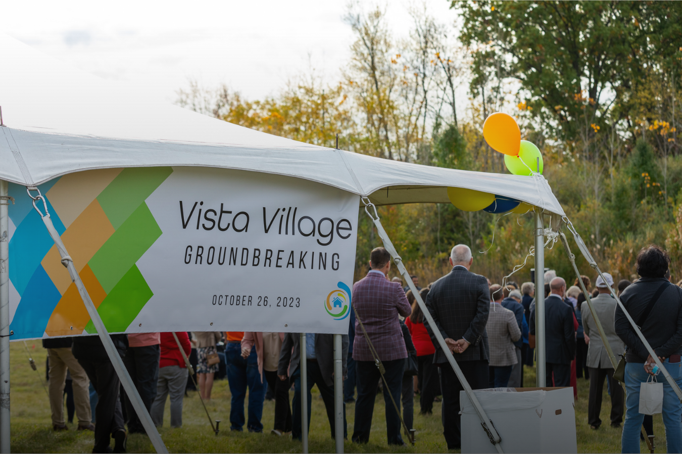 Vista Villa tent and sign for grand opening