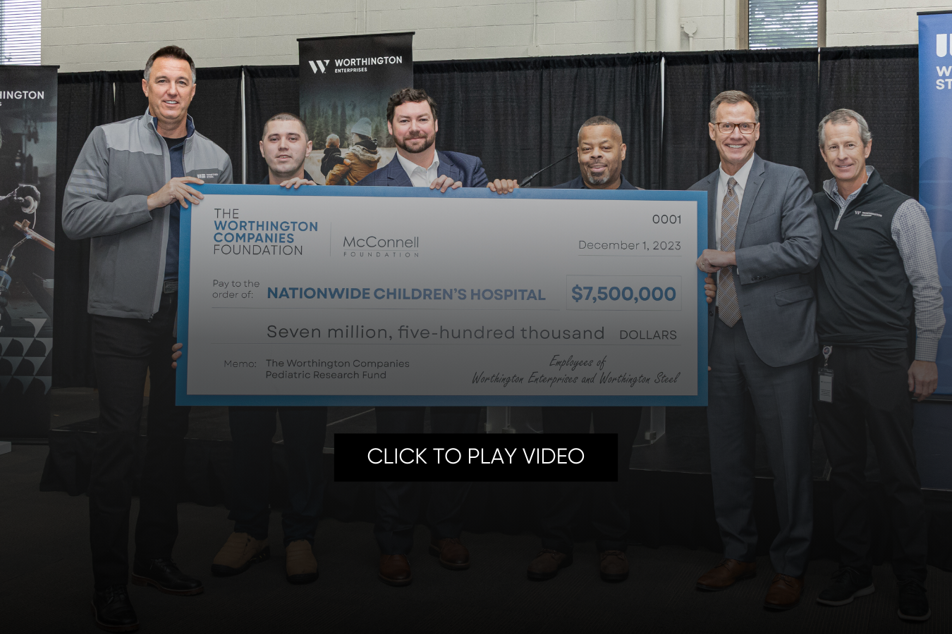 Large check donation presentation